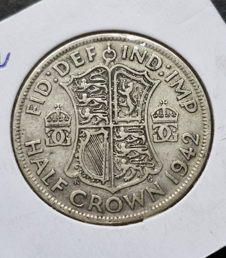 Great Britain 1942  King George VI  Silver .500 Half Crown Coin