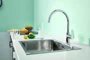 Single Lever Kitchen Sink Mixer Tap High C Spout, 360 Swivel Range, 28 mm Ceramic Cartridge, Tails 3/8 Inch, Min. Recommended Pressure 1.0 bar), Easy to Install, Chrome,
