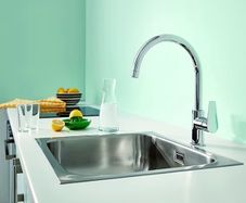Single Lever Kitchen Sink Mixer Tap High C Spout, 360 Swivel Range, 28 mm Ceramic Cartridge, Tails 3/8 Inch, Min. Recommended Pressure 1.0 bar), Easy to Install, Chrome,