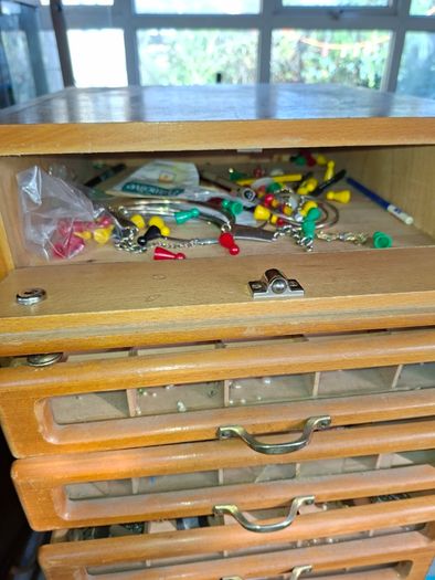 Beautiful Rare Old MEZ Progress Advertising Cabinet with Numbered Drawers 1 to 10 with Contents