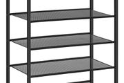 8-Tier Shoe Rack, Tall Shoe Shelf, Shoe Organizer Rack for 21-28 Pairs of Shoes, Detachable Metal Mesh, Narrow Shoe Stand for Hallway, Living Room, Sturdy, Industrial, Rustic Brown (FREE POSTAGE)