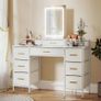 Multi-Storage Elegant Dressing Table, with LED Mirror - White Image 8