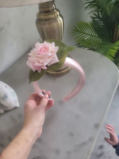Brand new dusky pink and green floral crown headpiece fascinator headband