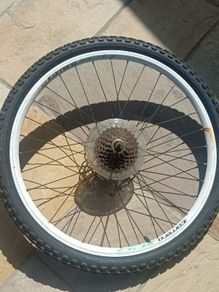 24" inch bike wheel with 7 speed cassette