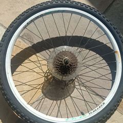 24" inch bike wheel with 7 speed cassette