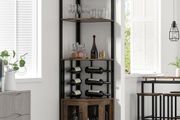 Bar Cabinet with Glass Holder, 4 Tier Liquor Wine Cabinet with Metal Mesh Doors, Buffet Cabinet Wine Rack Cabinet with Anti-tip Kit for Home Coffee Bar Liquor and Wine Storage
