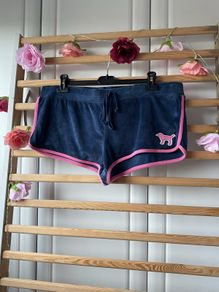 shorts Victoria secrets size large blue velvet & pink logo