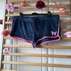 shorts Victoria secrets size large blue velvet & pink logo