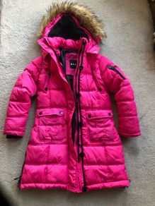 Designer DKNY pink winter parka puffer M 10/12