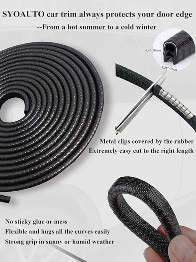 NEW SALE | Car Door Edge Protector Black 13Ft(4M) No Glue Car Door Edge Guard Rubber U Shape Car Trim Door Protectors Edge Guards for Most Car