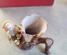 Vintage Capodimonte Italy Doves on Branch with Flowers Porcelain Figure Labels