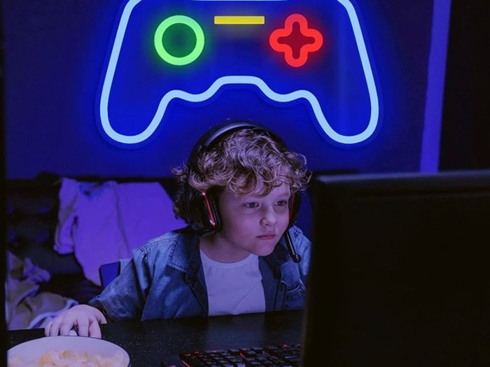 Game Neon Sign(16"x10.8"),Cisteen Gamepad Neon Light Sign with Acrylic Board, USB Powered Led Wall Light Decorations,Gaming Neon Lights for Bedroom,Game Room,Man Cave,Bar,Party (FREE POSTAGE)