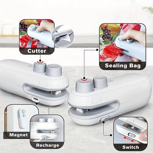 Portable Mini Sealer 2 in 1 Heat Sealer For Snacks Home use rechargeable sealer Vacuum Sealer Snacks plastic bag heat sealer