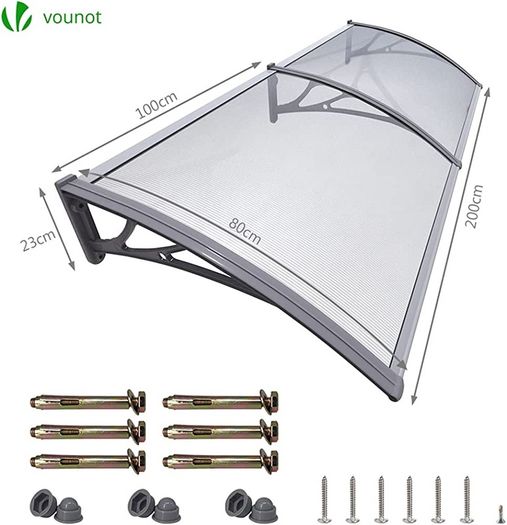 Front Door Canopy Outdoor Awning, Rain Shelter for Back Door, Porch, Window, 200 x 80 cm (FREE POSTAGE)