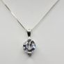 Sterling Silver 925 Box Chain Necklace with Hexagonal Cut Pendant Image 2