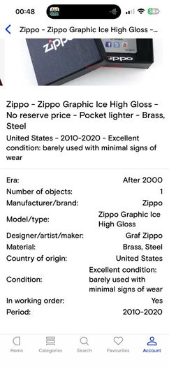 Graphic Ice designer Zippo