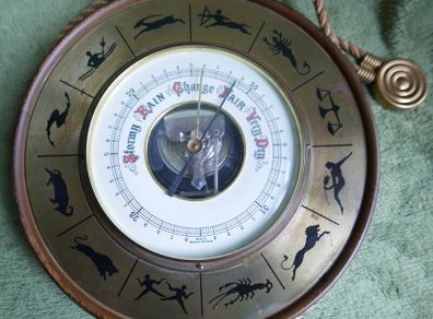 Vintage Zodiac Barometer Hygrometer Wall Hanging West Germany