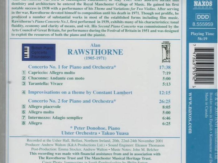 Rawsthorne. Piano Concertos Nos.1 and 2. CD. Free Postage!