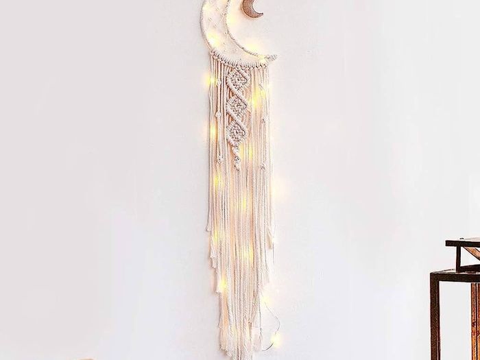 Handmade Moon Dream Catcher Woven Cotton Half Circle Moon Dreamcatcher Macrame Wall Art Home Decoration Wedding Decoration Ornaments Craft