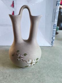 Vintage Dogwood Pigeon Forge Pottery Tennessee Double Handle Wedding Vase