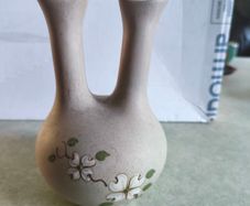 Vintage Dogwood Pigeon Forge Pottery Tennessee Double Handle Wedding Vase