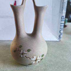 Vintage Dogwood Pigeon Forge Pottery Tennessee Double Handle Wedding Vase