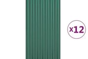 Roof Panels 12 pcs Galvanised Steel Green 80x36 cm