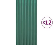 Roof Panels 12 pcs Galvanised Steel Green 80x36 cm