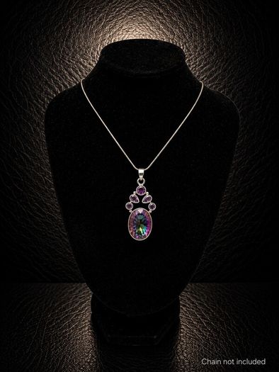 Vintage 925 Sterling Silver & Mystic Topaz Pendant