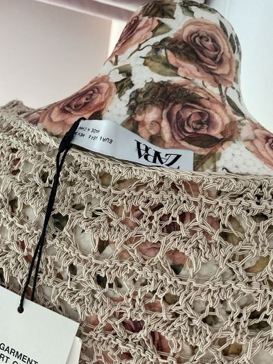 Bnwt Zara beige crochet maxi dress large