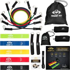 FREE EXPRESS SHIPPING Resistance Bands Set By Resist Fit-10-Level Adjustable Home Gym Equipment - Fitness Gear for Therapy Support, Stretching, Training, Gymnastics, Sports - Portable Workout Equipment with Carry Bag