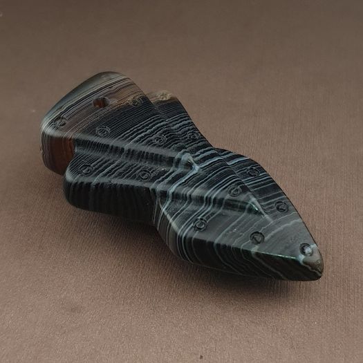 Vintage Natural Pattern Eyes Agate Arrow Shape Pendant Amulet