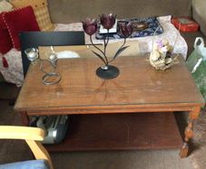 Very solid Vintage 2 tier wooden coffee table