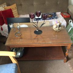 Very solid Vintage 2 tier wooden coffee table