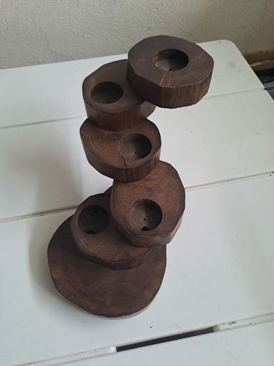 Teak Candle Holder
