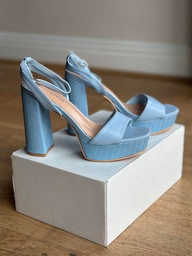 Blue platform sandals