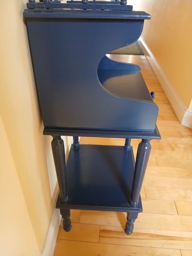 Midnight Blue Upcycled Vintage Hall Stand with Drawer & Gallery Rail