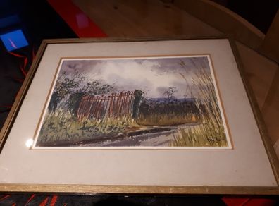 J.K. Flack Water signed water colour framed  print