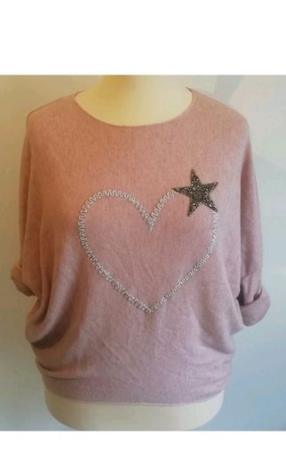 Carla Giannini Angora Wool Jumper Salmon Dusky Pink Heart Star One Size NWT  CAN POST