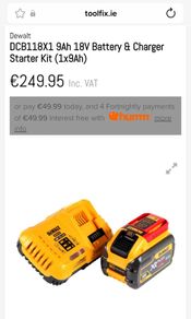 DeWalt 9Ah Flexvolt 54V/18V Battery & 8Amp  Fast Charger