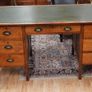Vintage Oak Desk with Green Leather Top Image 2