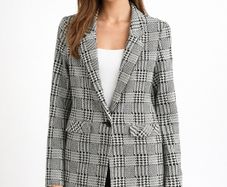 BRAND NEW Ladies Check Blazer: Size 8 (also suit 10 big fitting)