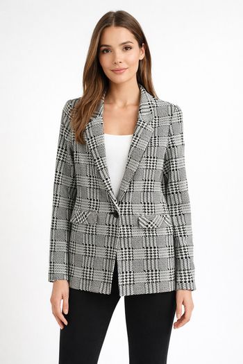 BRAND NEW Ladies Check Blazer: Size 8 (also suit 10 big fitting)