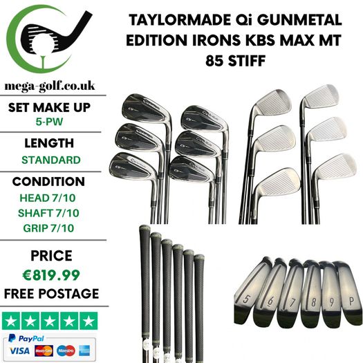 Taylormade Qi GunMetal Edition Irons / 5-Pw / Kbs Max MT 85 Stiff