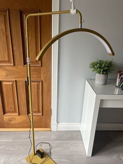 Half Moon LED Beauty Lamp. Gold Adjustable Floor Light