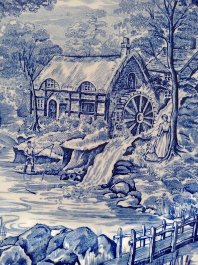 Meakin, The Mill, blue and white plate, 25cm plate