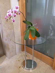 glass side table oval shape