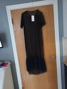 Bershka Black Sheer Dress.   Size.- M- 14.   B.N.W.T