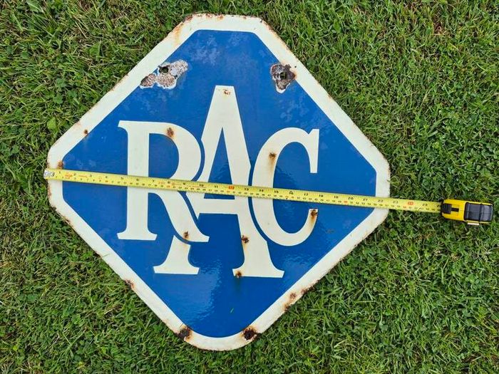 Vintage RAC Double-Sided Porcelain Enamel Sign  Original 1930s-50s 3kg, 56x57.5cm