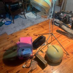Collection of hair dressers equipment from days gone bye